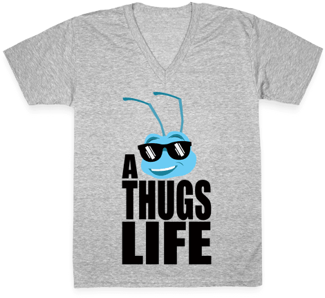 A Thugs Life V-neck Tee Shirt - T-shirt (484x484), Png Download