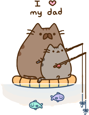 Cat, Dad, And Pusheen Image - Love My Dad Gif (375x475), Png Download