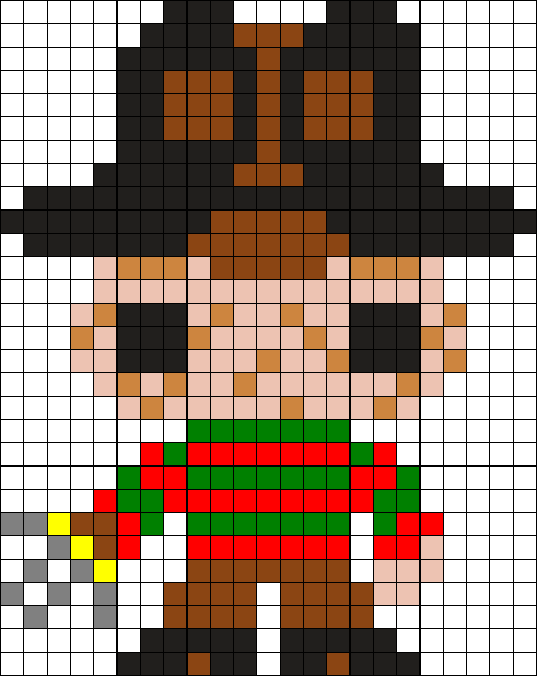 Freddy Krueger Perler Perler Bead Pattern / Bead Sprite - Freddy Krueger Pixel Art Minecraft (484x610), Png Download