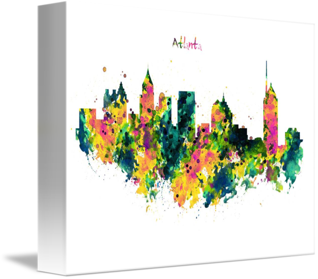 "atlanta Watercolor Skyline" By Marian Voicu, Bucharest - Atlanta (650x570), Png Download