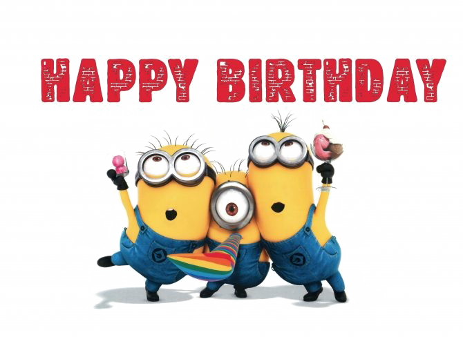Happy Minions Png Picture - Happy Birthday Cartoon Minions (670x488), Png Download