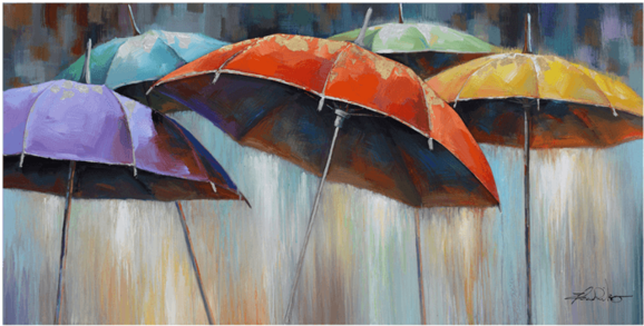Colourful Rain Umbrella 3d Framed Canvas - Yosemite Home Decor 'umbrellas' Cotton Canvas (oversize, (600x400), Png Download