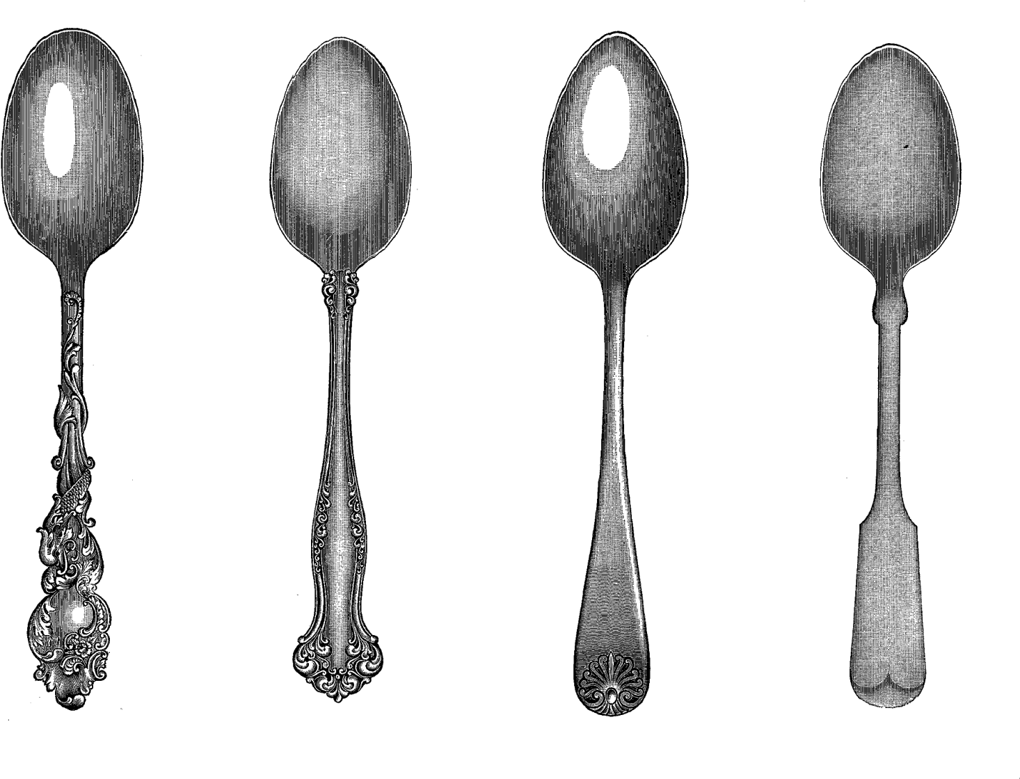 Drawn Spoon Teaspoon - Vintage Spoon Illustration And Png (1600x1201), Png Download