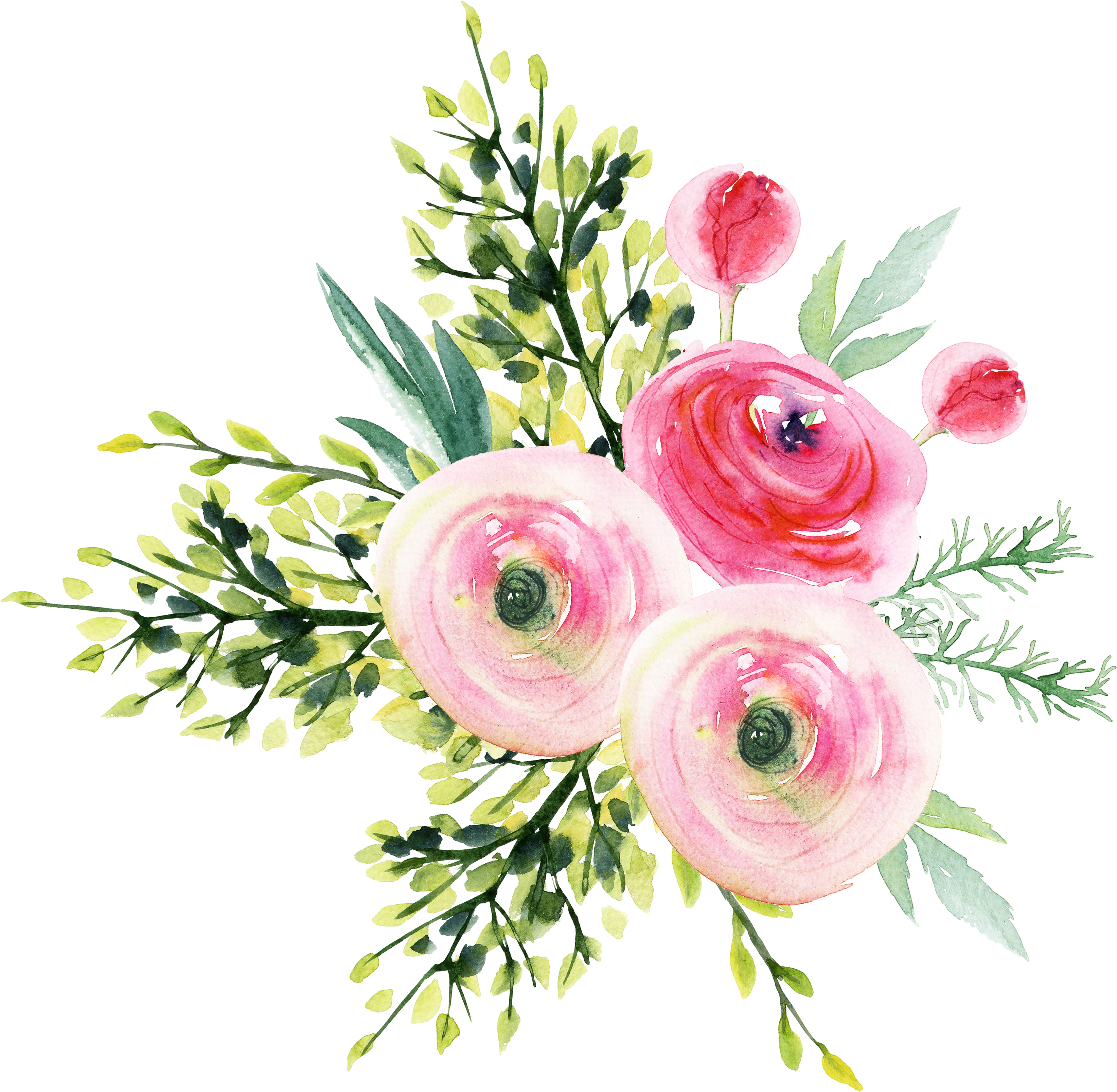 Garden Roses Flower Bouquet - Aesthetic Flowers Png (3288x3213), Png Download