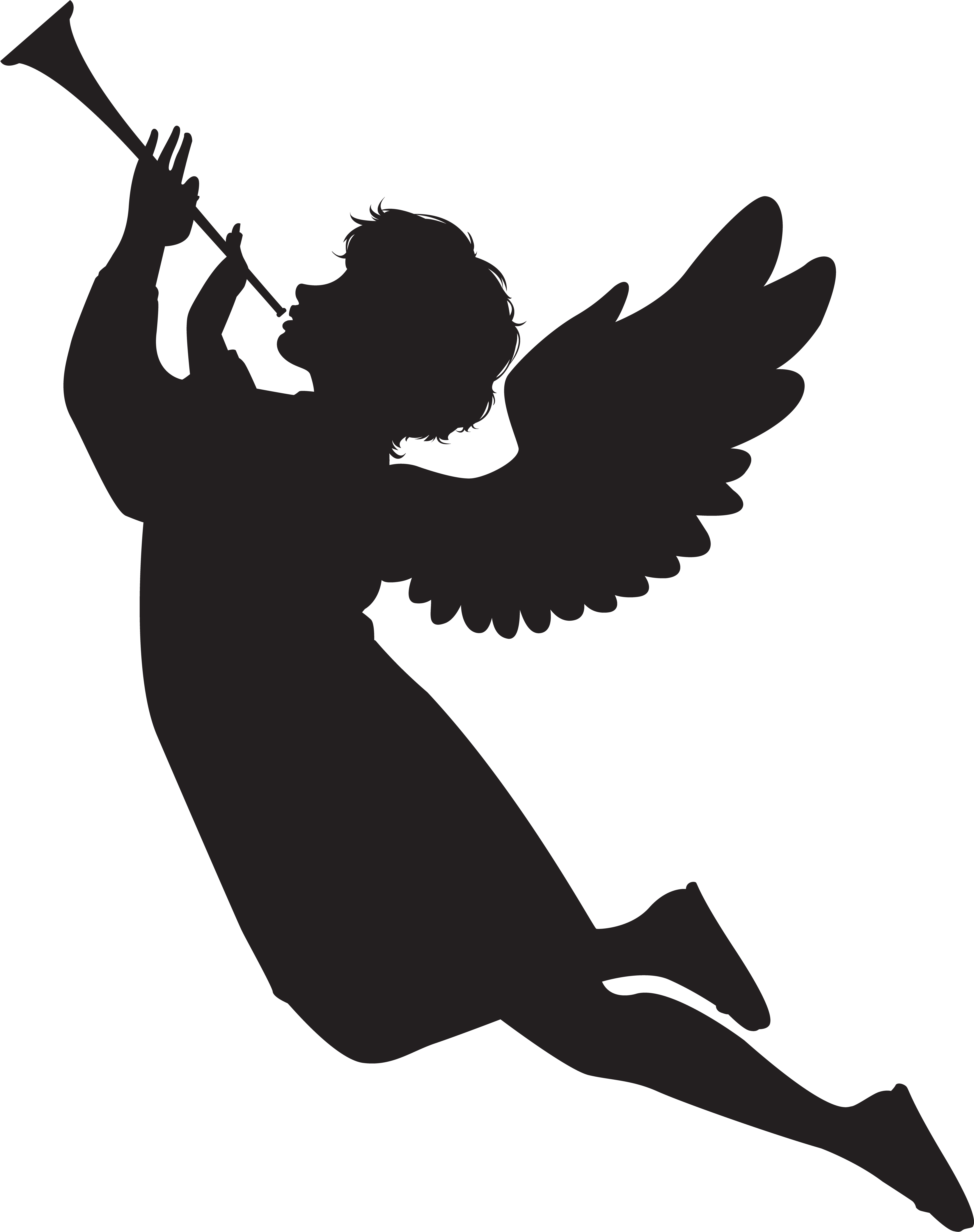 Angel Fanfare Png Clip Art Image Gallery - Christmas Angel Silhouette Png (5581x7000), Png Download