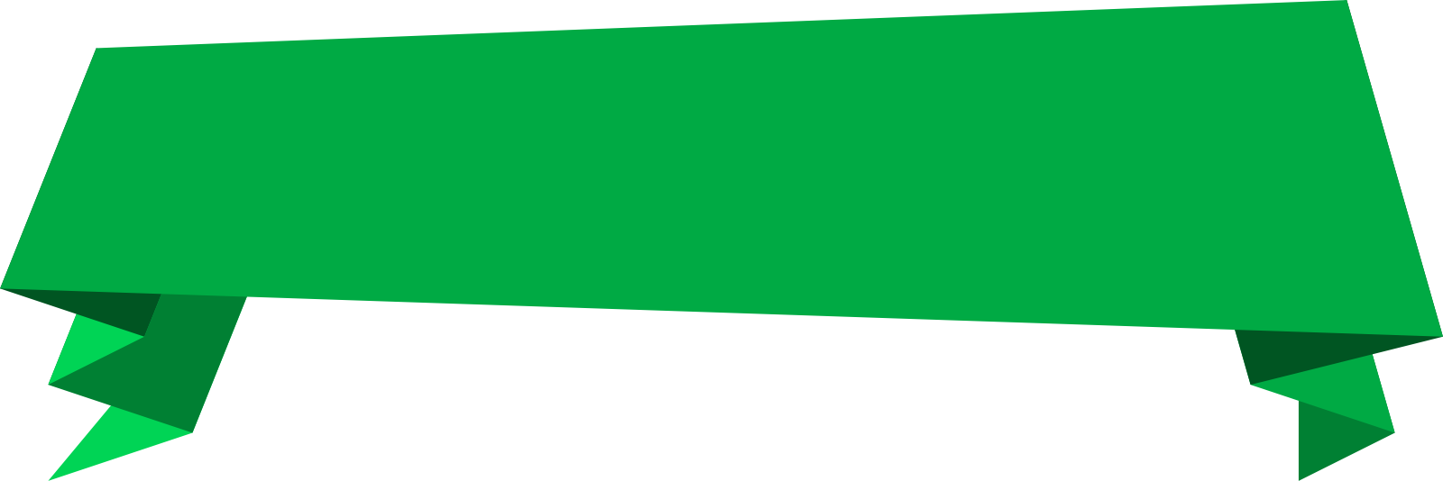 Green Banner - Vector Png Origami Banner (1600x534), Png Download