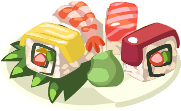 Rainbow Sushi - Rainbow Sushi Clip Art (358x358), Png Download