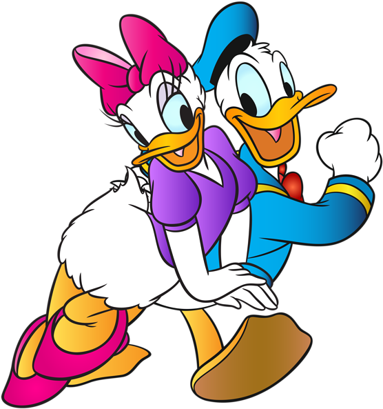 Daisy And Duck Free Clip Art Black And White - Donald Duck Png (563x600), Png Download