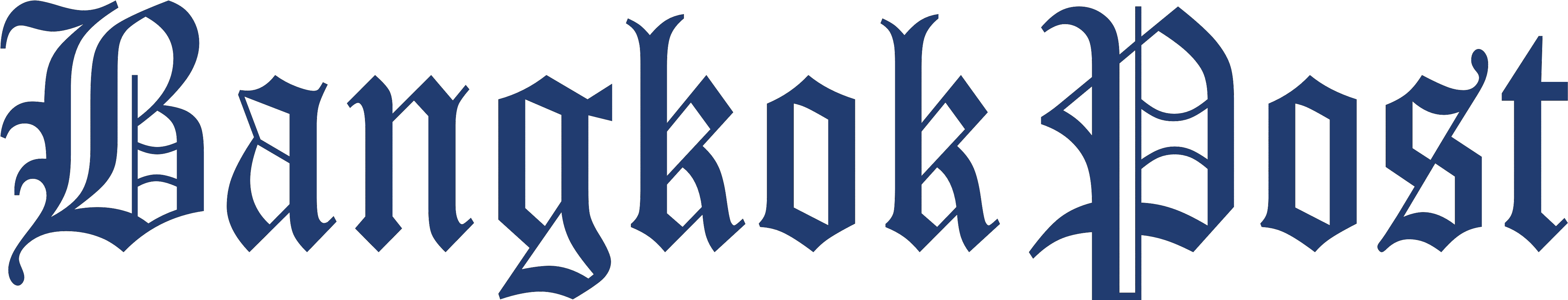 Bangkok Post Logo, Blue Wordmark - Bangkok Post Logo Png (4856x1081), Png Download