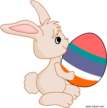 Easter Bunny Holding A Big Colorful Easter Egg - Easter Egg (450x450), Png Download