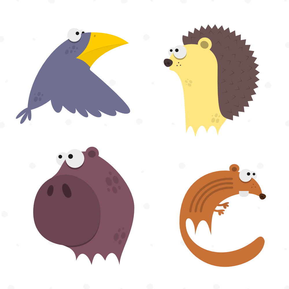 Cute Animals Vector Set - Cute Animals Vector Png (1000x1000), Png Download