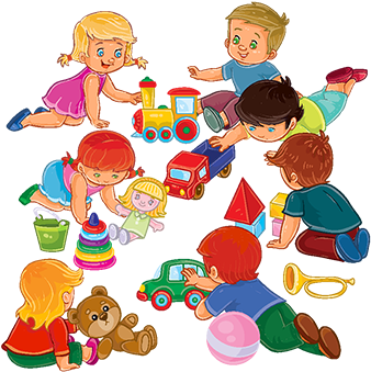 Little Boys And Girls Sitting On The Floor Playing - Imagenes De Niños Jugando Con Juguetes Animados (360x360), Png Download
