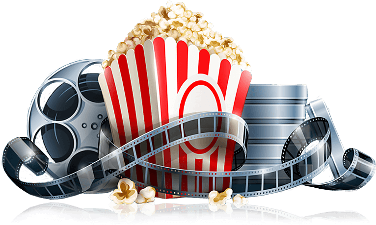 Reels And Gtel Moviereelsandpopcorn - Movie Reel And Popcorn Png (716x469), Png Download