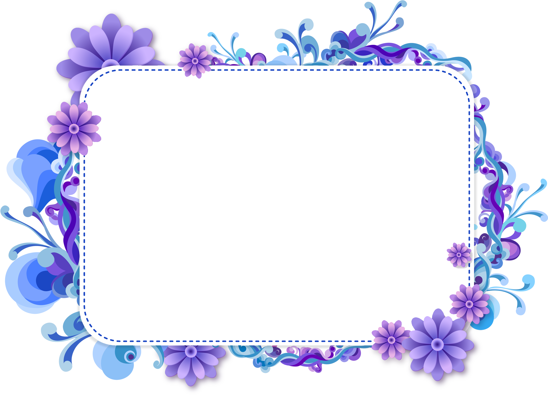 Blue Flower Clipart Top Border - Frame Hd Images Png (2329x1707), Png Download