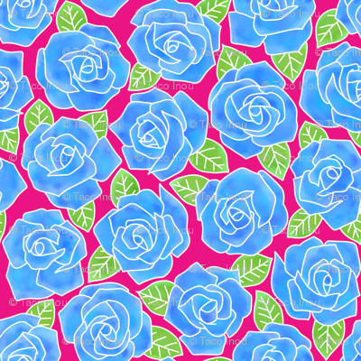 Dense Rose Watercolor Blue - Floribunda (400x400), Png Download