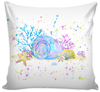 Seashells & Coral Pillow Cover 16" - Sun And Stars Pillow (480x480), Png Download