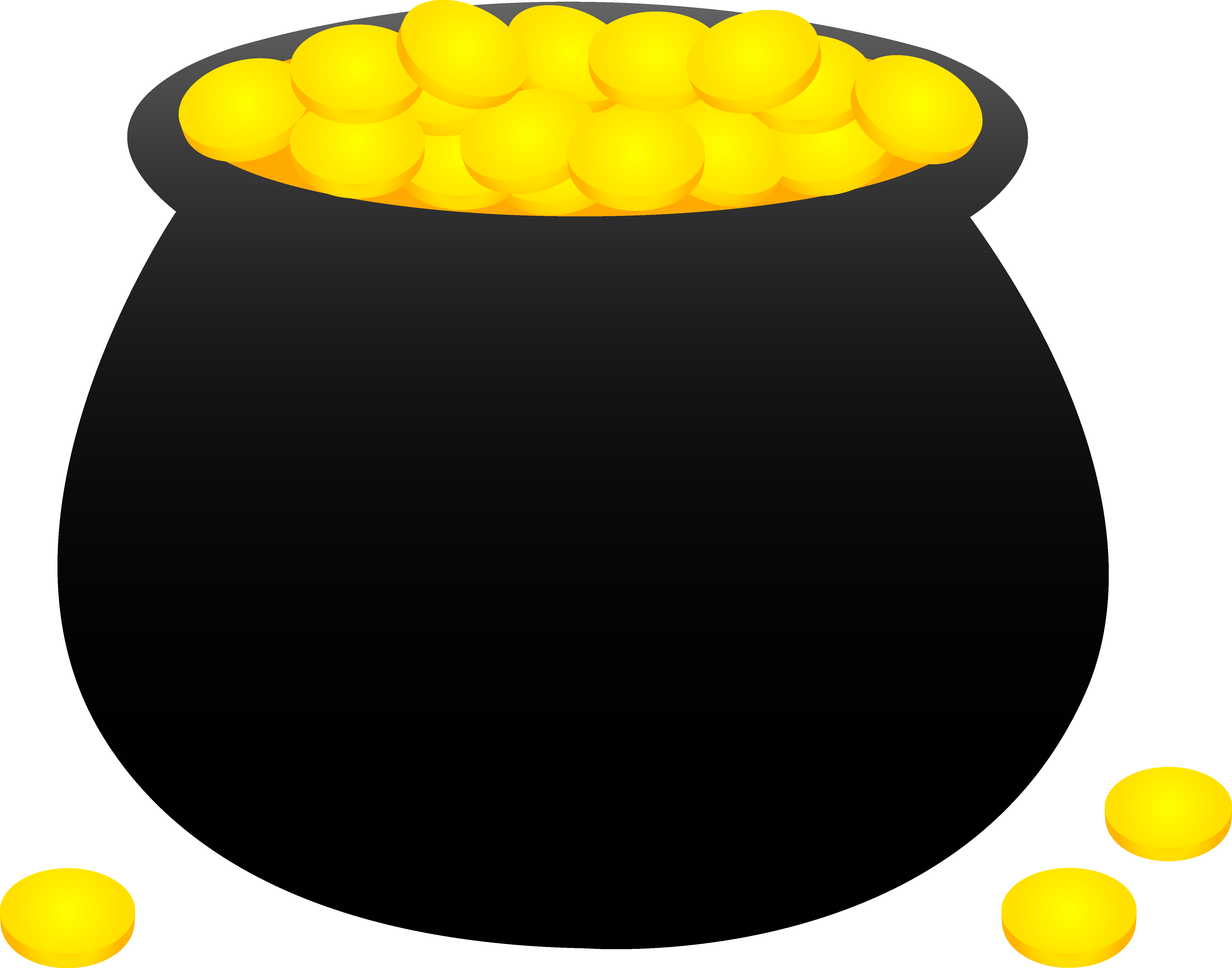 Clip Black And White Stock Cartoon - Pot Of Gold Clip Art (5227x4107), Png Download