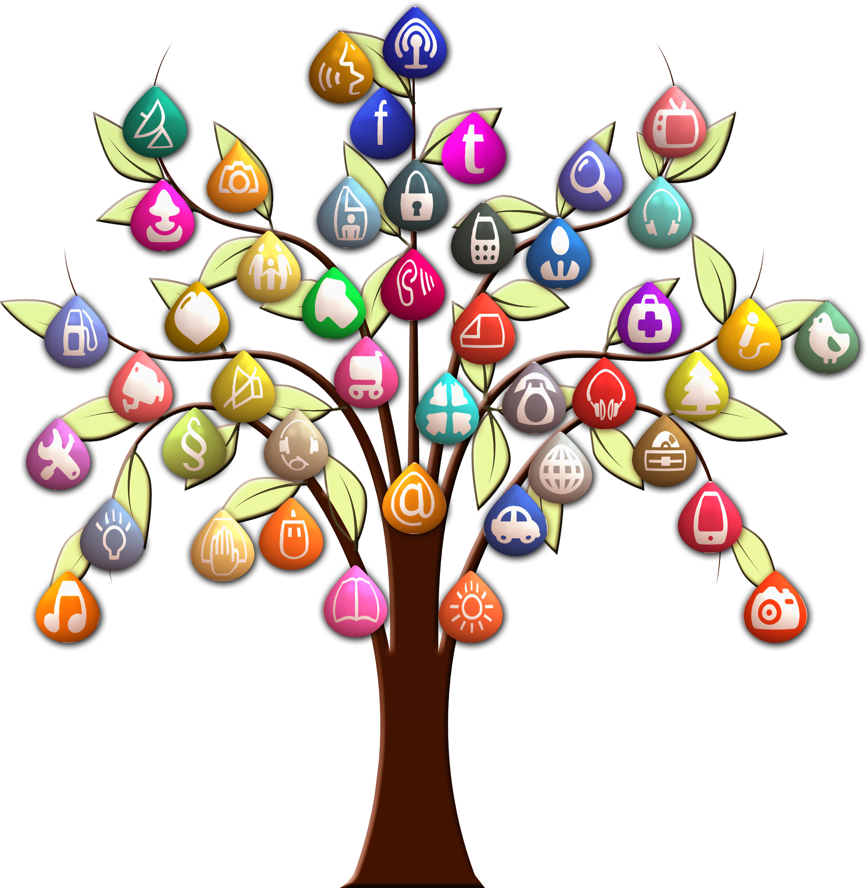 Social Media Icon Tree Png - Social Media App Tree (4961x3508), Png Download