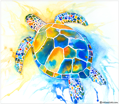 Watercolor Paintingwatercolor Projectssilk Painting - Sea Turtles Silk Painting (400x400), Png Download