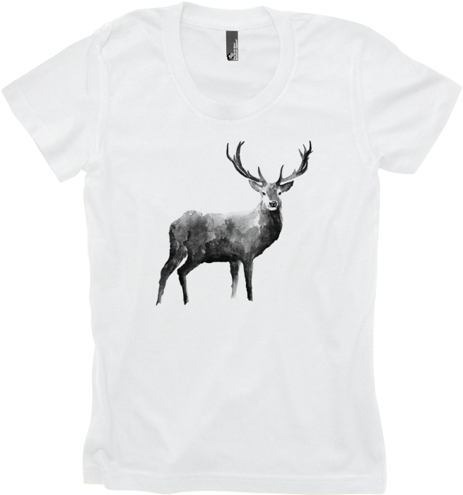 Women's Tribalstrong Watercolor Buck T-shirt - Elk (852x762), Png Download
