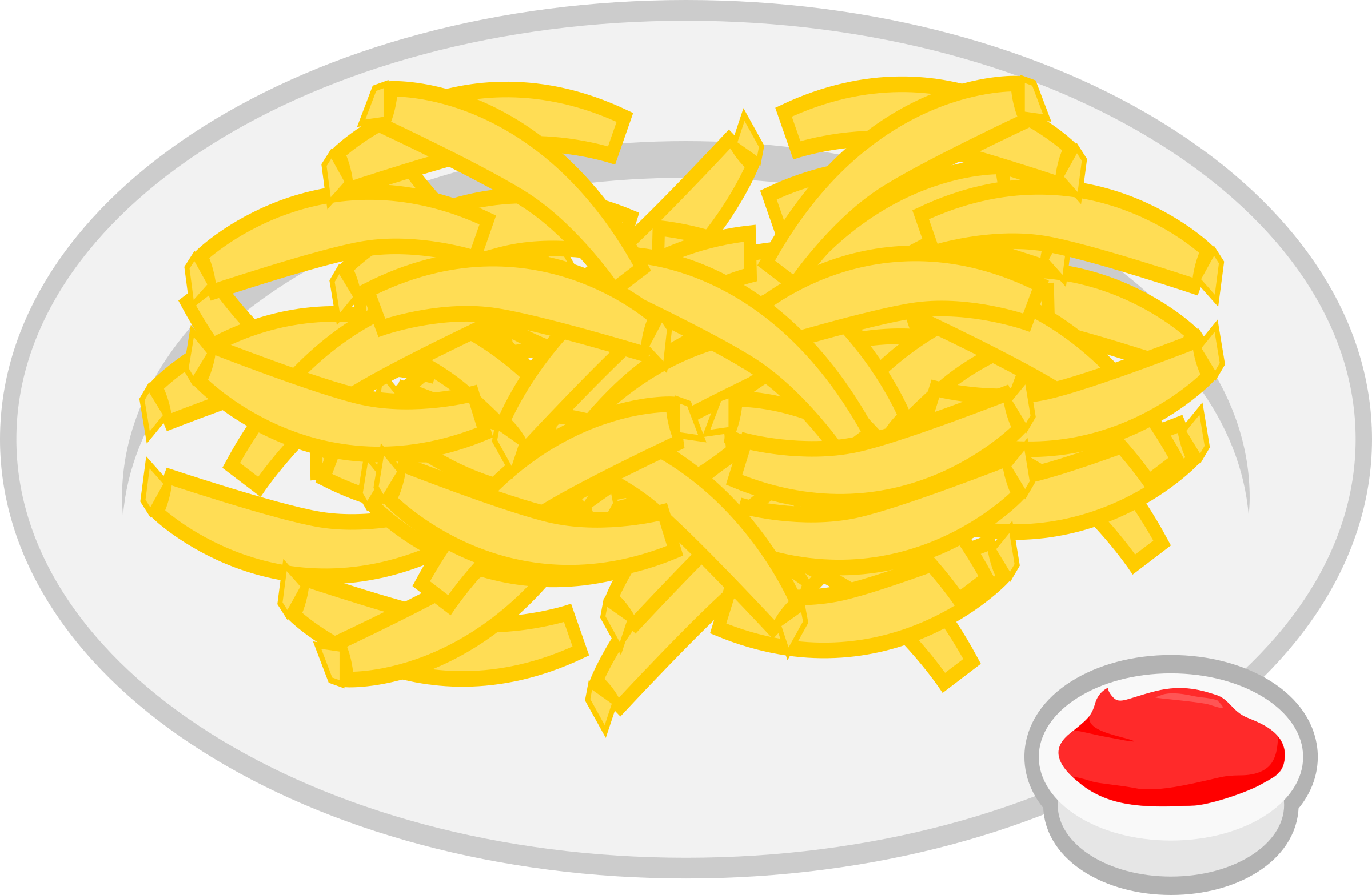 Image Black And White Library Clipart French Fries - Clipart French Fries On Plate (2400x1567), Png Download