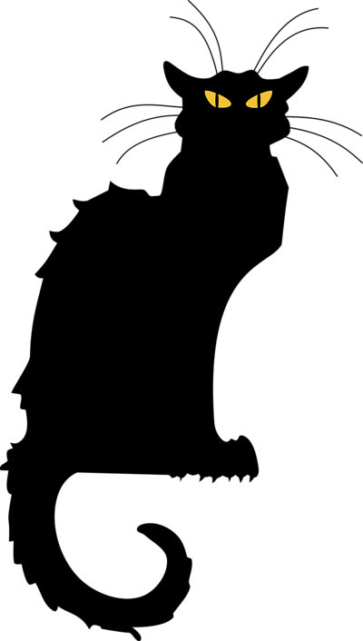 Illustrated Silhouette Of A Black Cat With A Transparent - Chat Noir Cat (400x706), Png Download