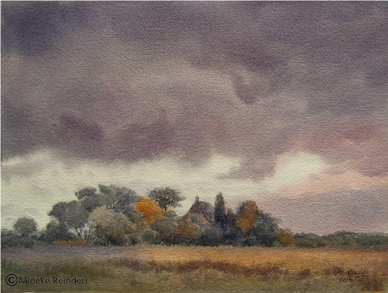 Schemering / Dusk Watercolor, Cm On Arches 140 Lb Rough - Watercolor Painting (800x800), Png Download