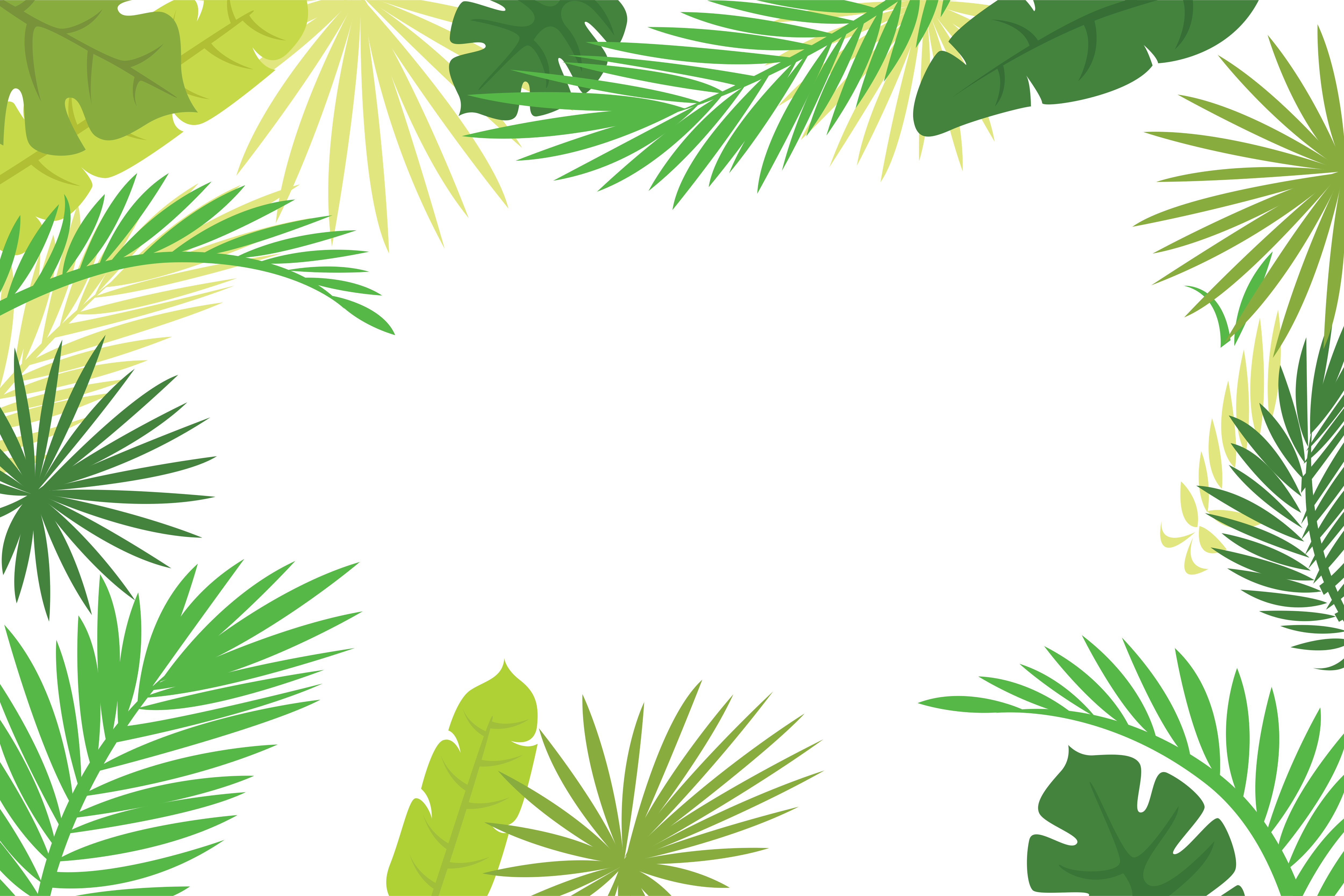 Arecaceae Text Branch Leaf - Palm Leaf Border Png (5000x3334), Png Download