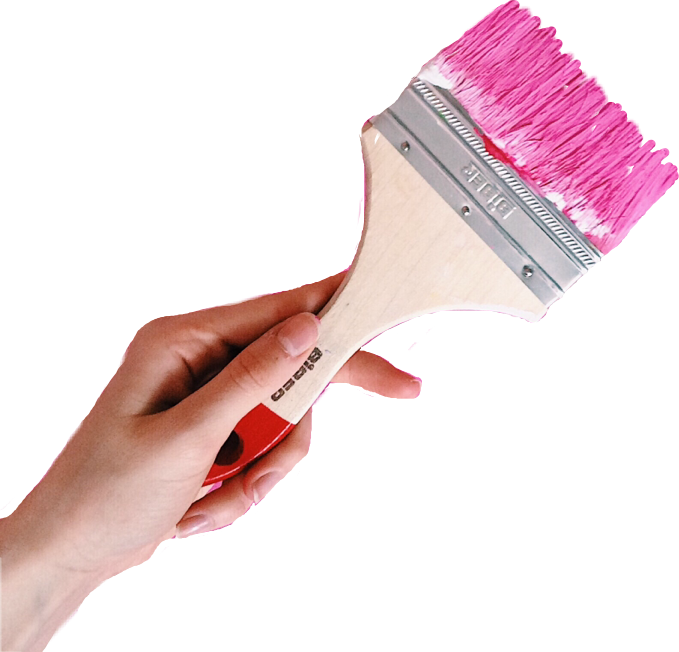 Hand Holding Paint Brush Paintbrush Painting Pink Free - Pink Paint Brush Png (679x652), Png Download