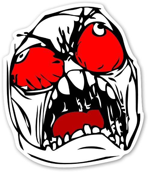 Memes Colorful Rage Face Sticker - Rage Png (522x600), Png Download