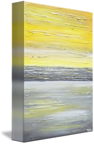 Giclee Print Art Abstract Yellow Grey Painting Vertical - Yellow White And Black Abstract Art Grey Wall (312x480), Png Download