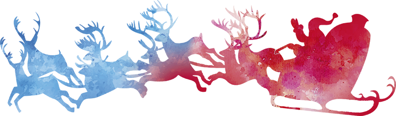 Santa´s Sleigh Watercolour Sticker - Santa Claus (800x235), Png Download