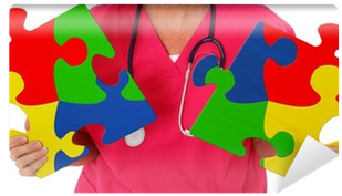 Nurse Holding Two Puzzle Pieces Representing Autism - Katherine Goodsell Psychological Services (400x400), Png Download