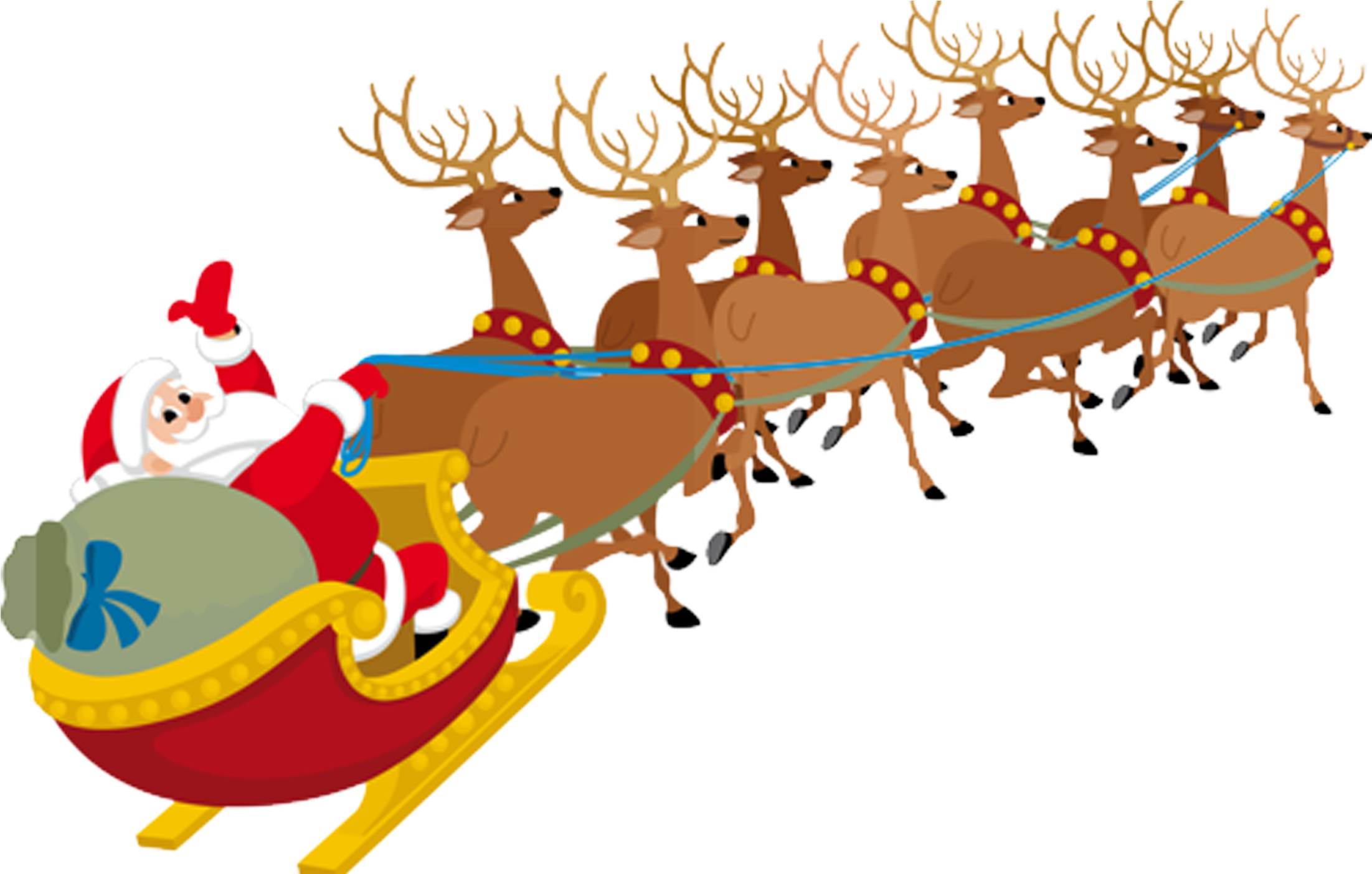Black And White Library Claus Village Clauss Reindeer - Santa Claus (2598x1417), Png Download