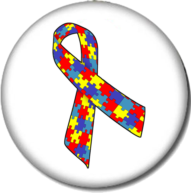 Ribbon Print Pin-back Button - Autism Ribbon Oval Car Magnet (645x640), Png Download