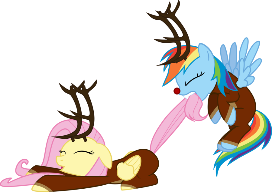 Twas The Night Before Hearths Warming Scene By Sakatagintoki117 - Mlp Fluttershy Rudolph (900x634), Png Download