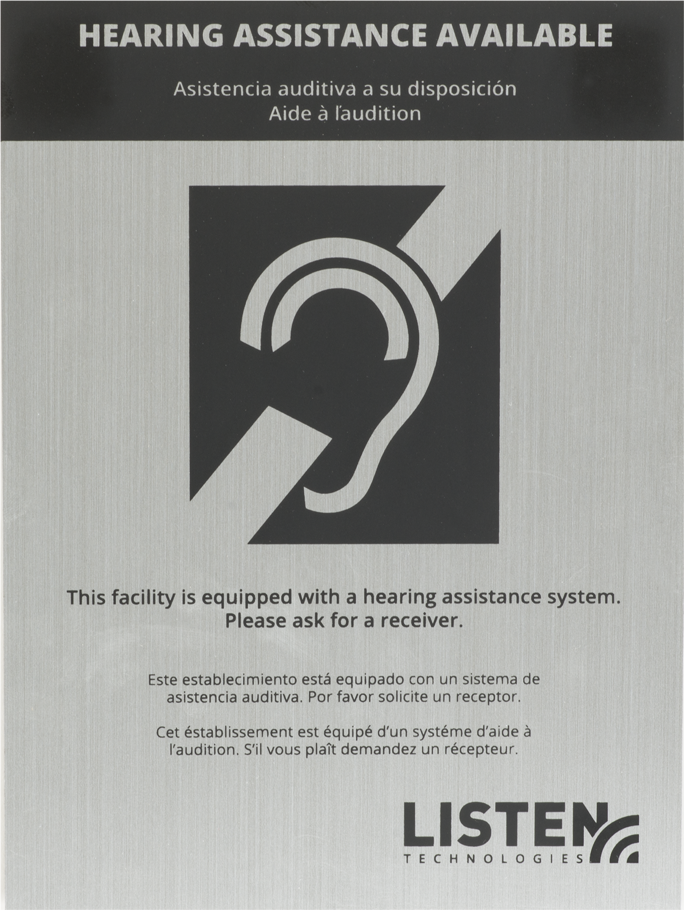Assistive Listening Notification Signage Kit - Hearing Loop (1800x2078), Png Download