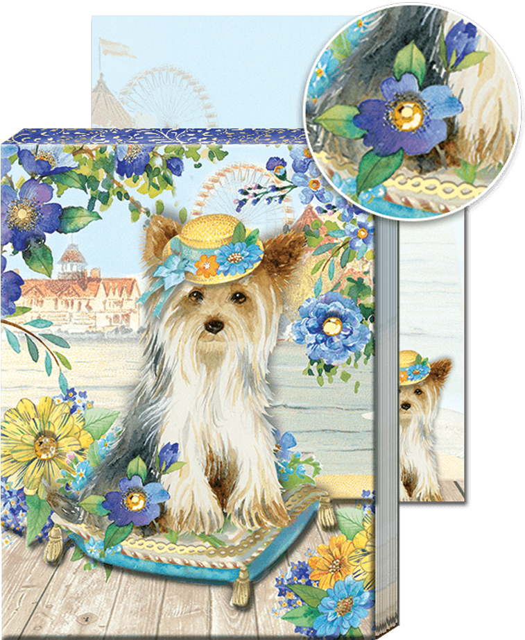 Posh Pets Boardwalk Yorkie Pocket Note Pad - Office Boutique Posh Dogs In Hats - Pocket Notepads (1200x1200), Png Download