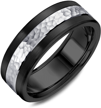 Fashion Rings - Coi Jewelry Tungsten Carbide Hammered Wedding Band (400x400), Png Download