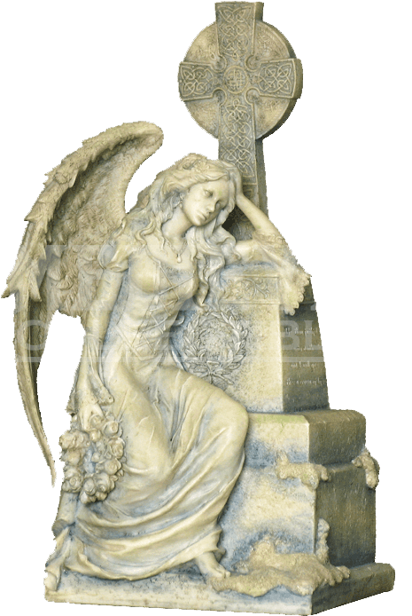 Weeping Gothic Angel Sitting By A Grave Statue Wu From - Gothic Weeping Angel Sitting And Leaning On Grave - (733x733), Png Download