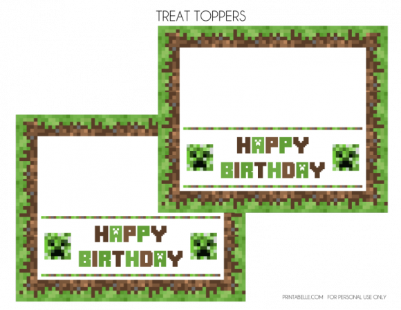 Free Minecraft Party Printables - Minecraft Birthday Tag (580x448), Png Download