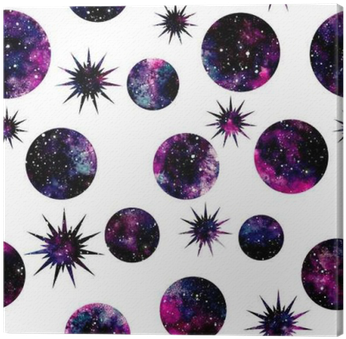 Watercolor Circles, Stars And Galaxy Seamless Pattern - Watercolor Painting (400x400), Png Download