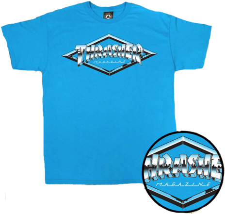 Thrasher Diamond Emblem T-shirt Sapphire - Mob Skateboard Grip Tape Sheet - 9" X 33" - Thrasher (480x480), Png Download