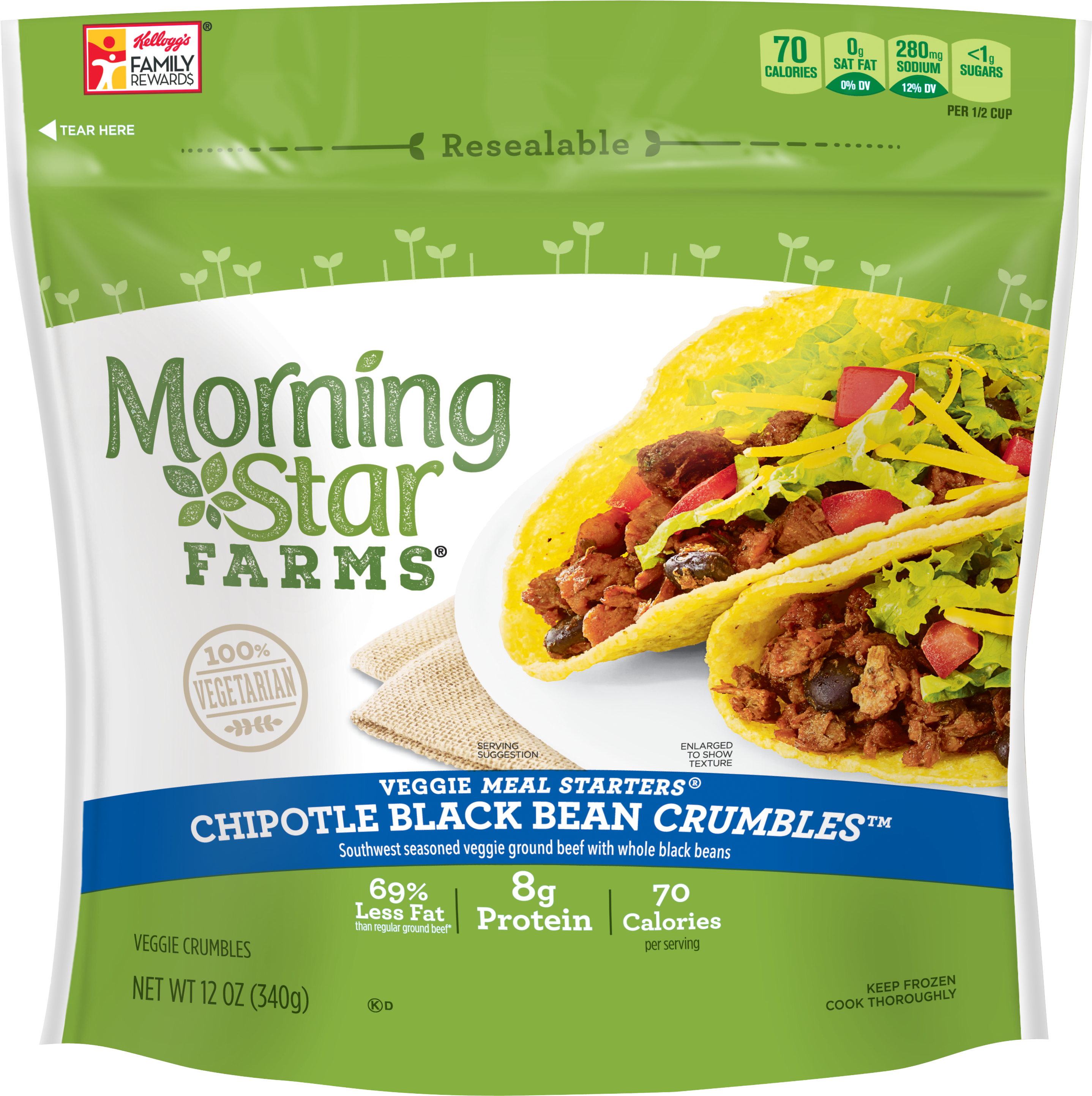 Chipotle Black Bean Crumbles™ - Morningstar Farms Meal Starters Veggie Crumbles, Chipotle (3000x3000), Png Download