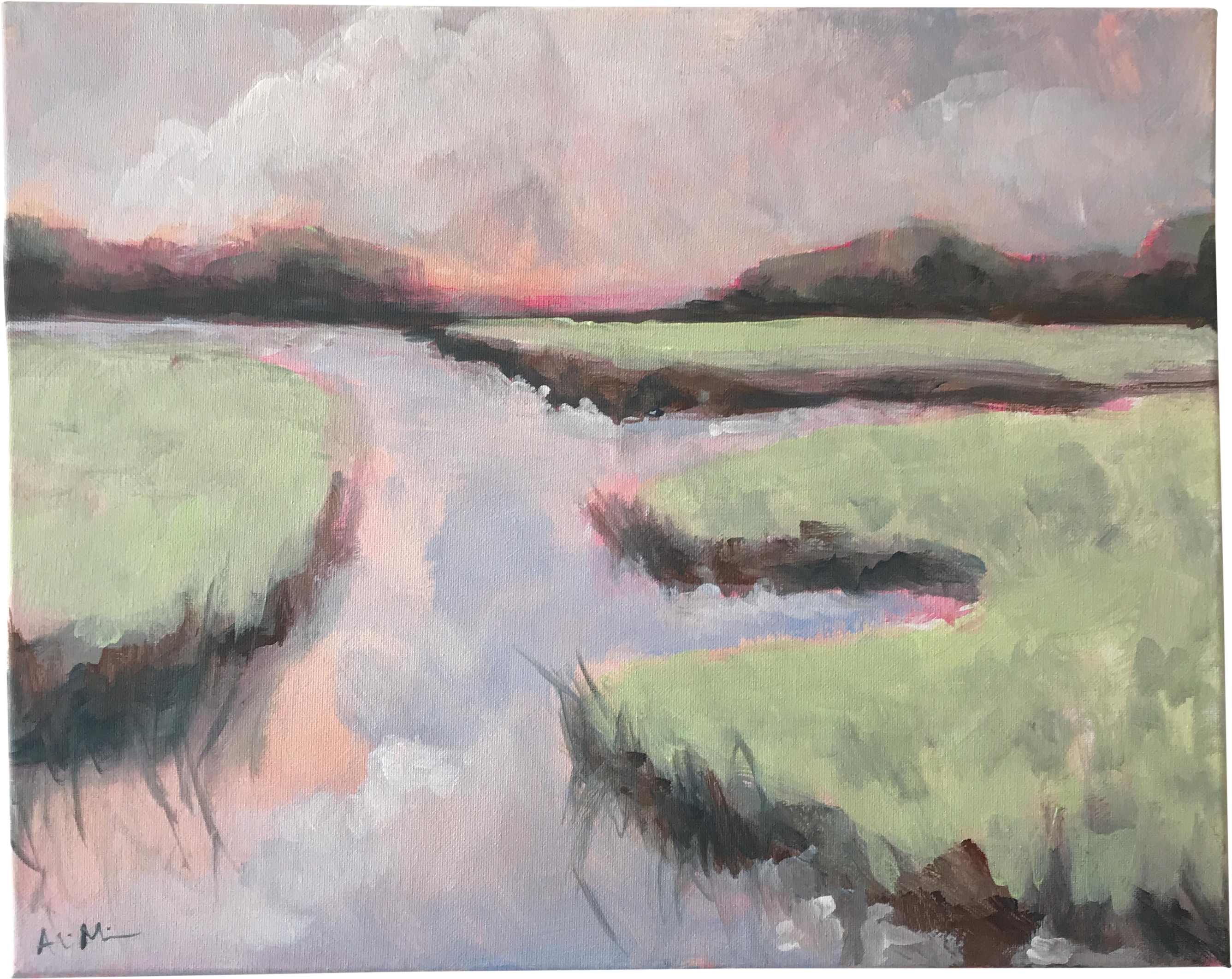 Impressionist Acrylic Painting Dawn By Alice Miles - Painting (2968x2359), Png Download