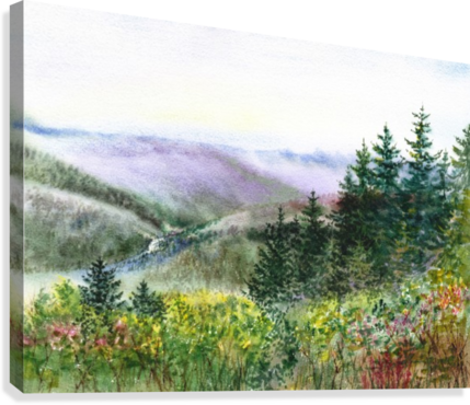 Landscape With Redwood Creek Canvas Print - Brushstone Redwood Creek Gallery Wrapped Canvas Wall (429x370), Png Download
