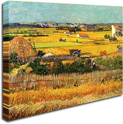 Harvest At La Crau With Montmajour In The Background - Vincent Van Gogh Harvest At La Crau (500x446), Png Download
