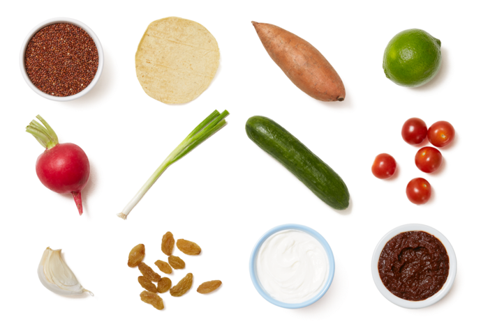 Chipotle Sweet Potato & Quinoa Bowl With Marinated - Salsa (700x477), Png Download