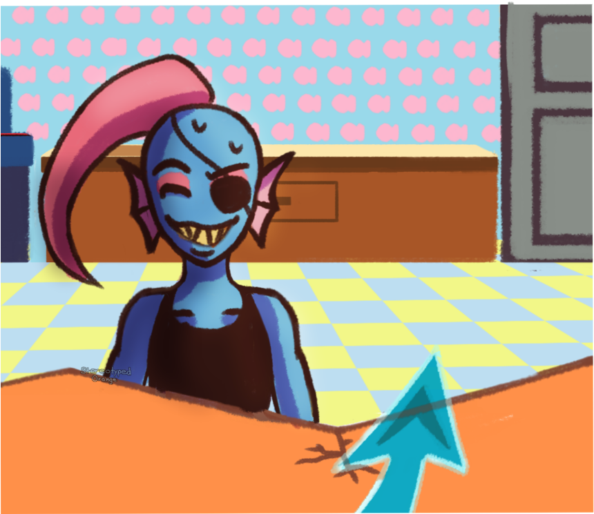 Undyne And Her House - Cartoon (1047x960), Png Download