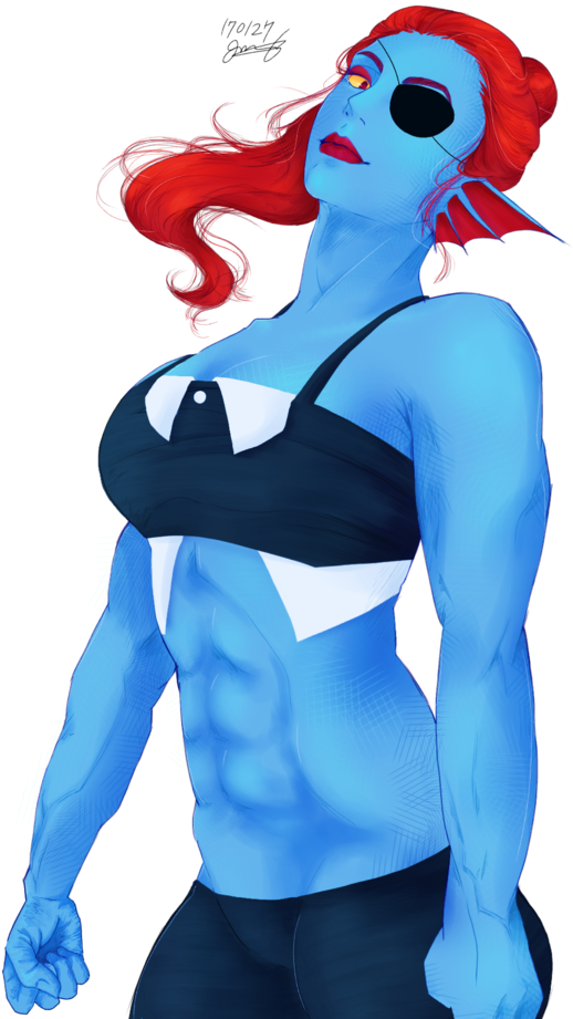 Undyne The Undying - Cartoon (959x959), Png Download